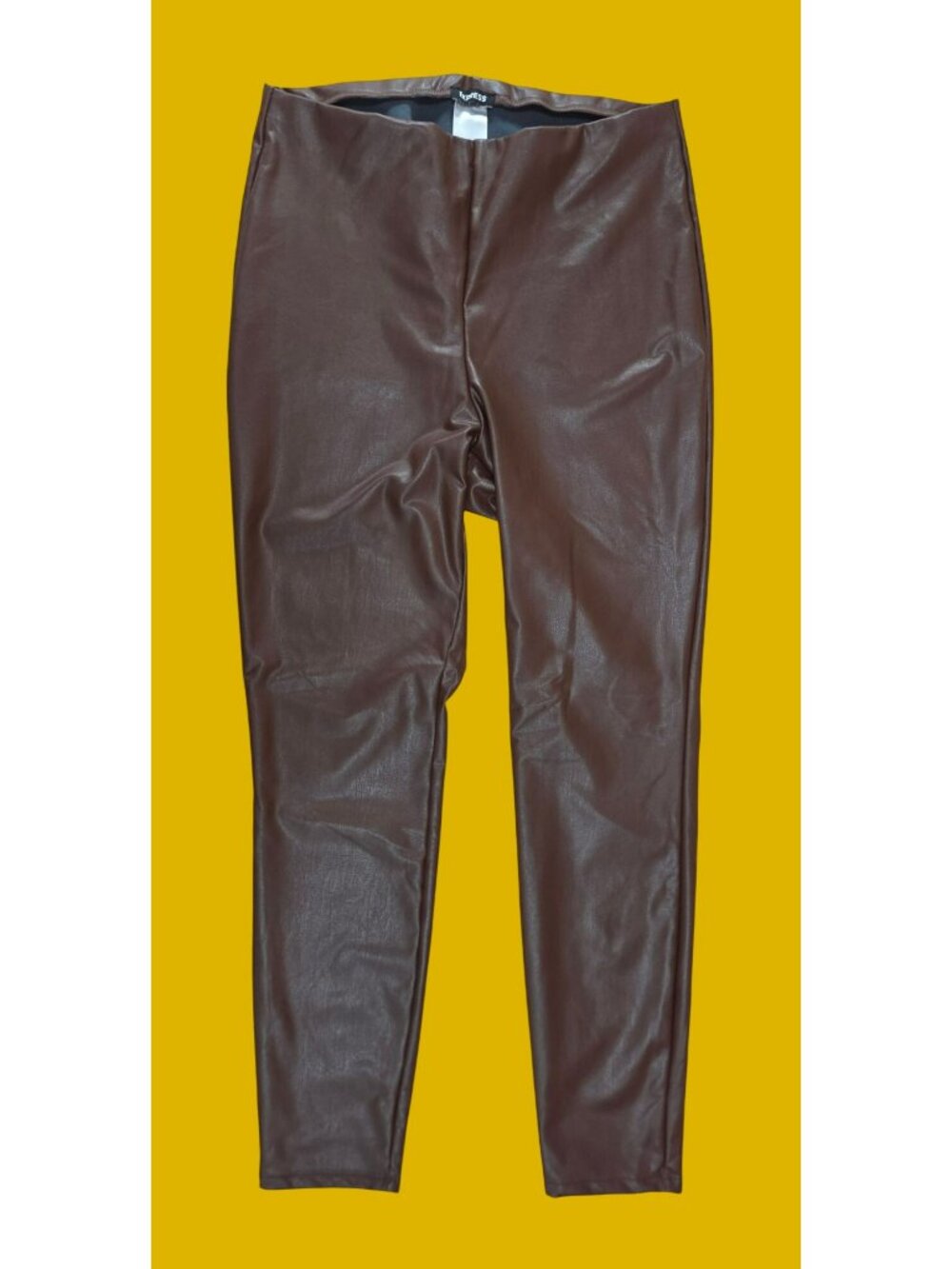 Express Womens Brown Faux Leather Leggings Large